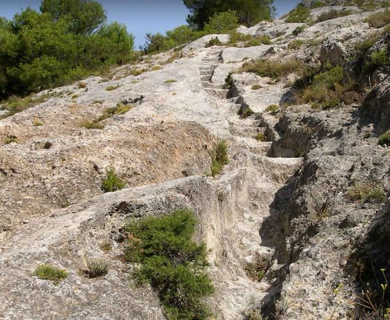 Escaleras excavadas en la piedra de la ruta del barranco de la Fos